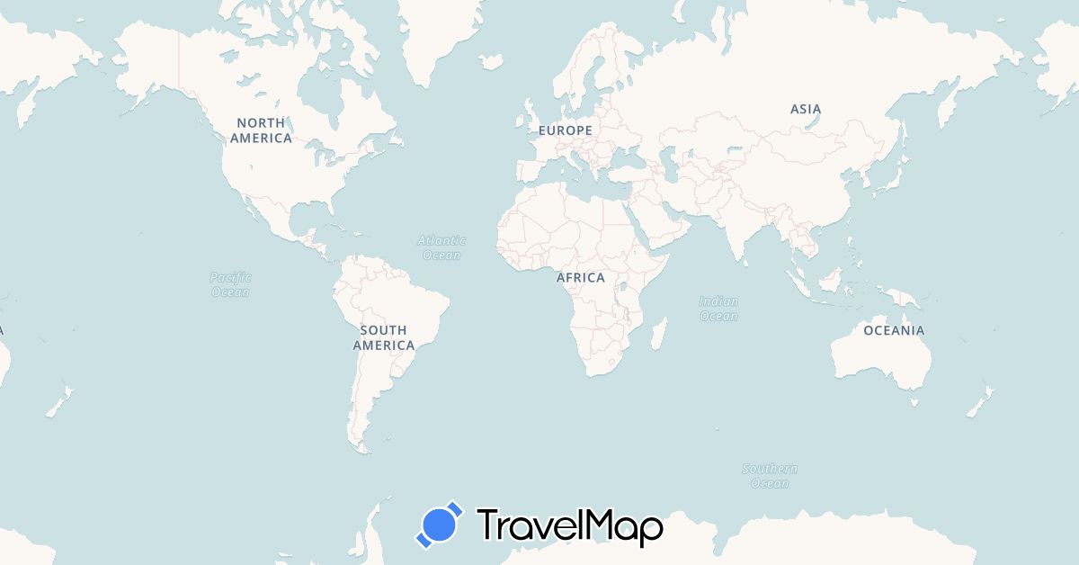 TravelMap itinerary: driving, boat in Australia, Cook Islands, Chile, France, New Zealand, Wallis and Futuna (Europe, Oceania, South America)